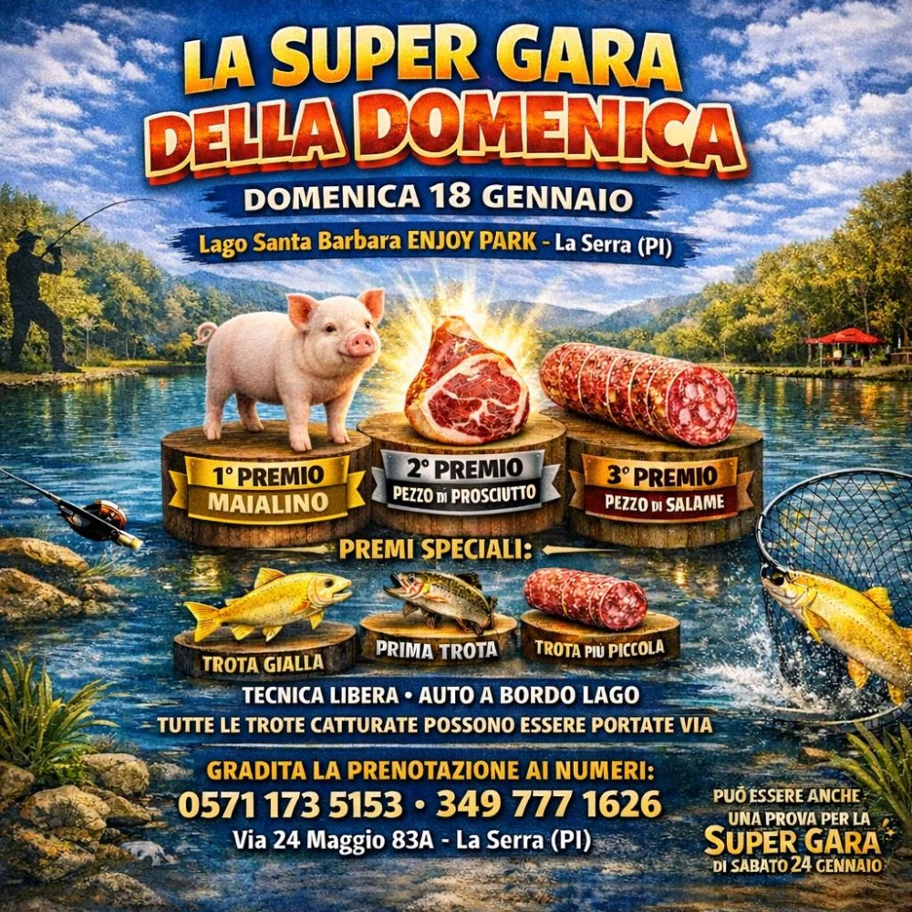 Locandina della super gara all'enjoy park del Lago Santa Barbara