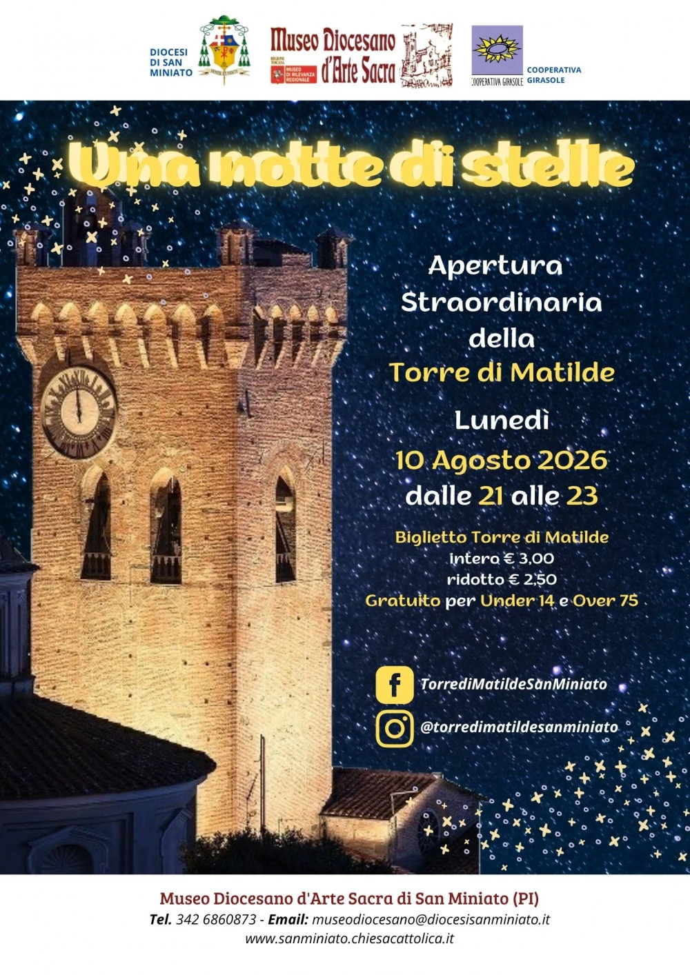 Locandina una notte di stelle al museo a san miniato