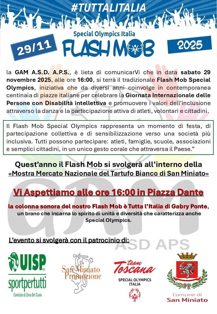 Locandina del Flash Mob Special Olympics