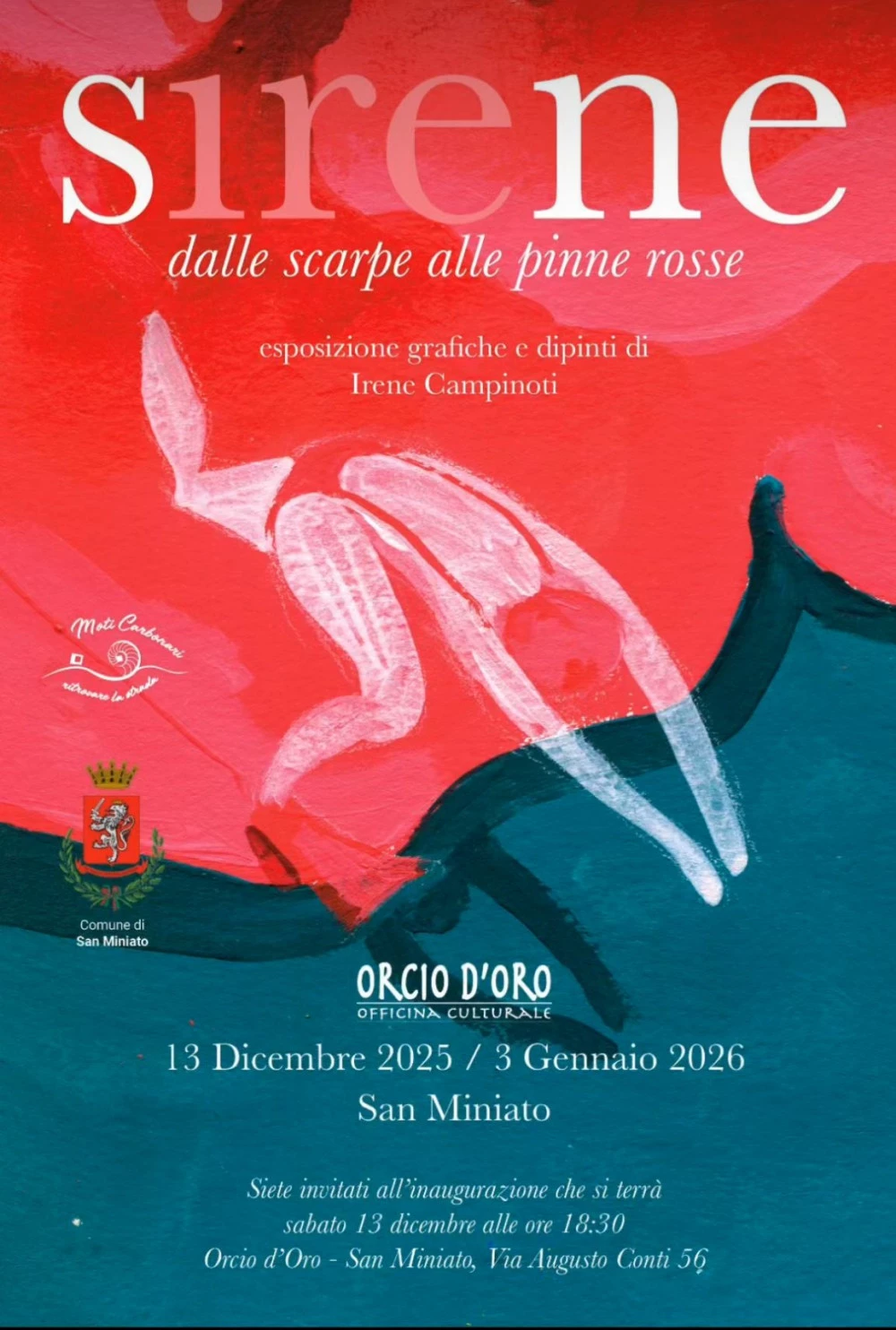 Locandina della mostra Sirene, dalle Scarpe alle Pinne Rosse